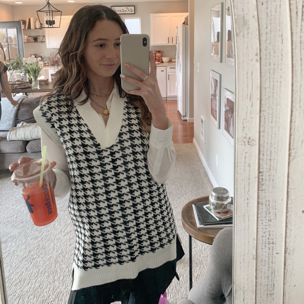 Houndstooth sweater vest